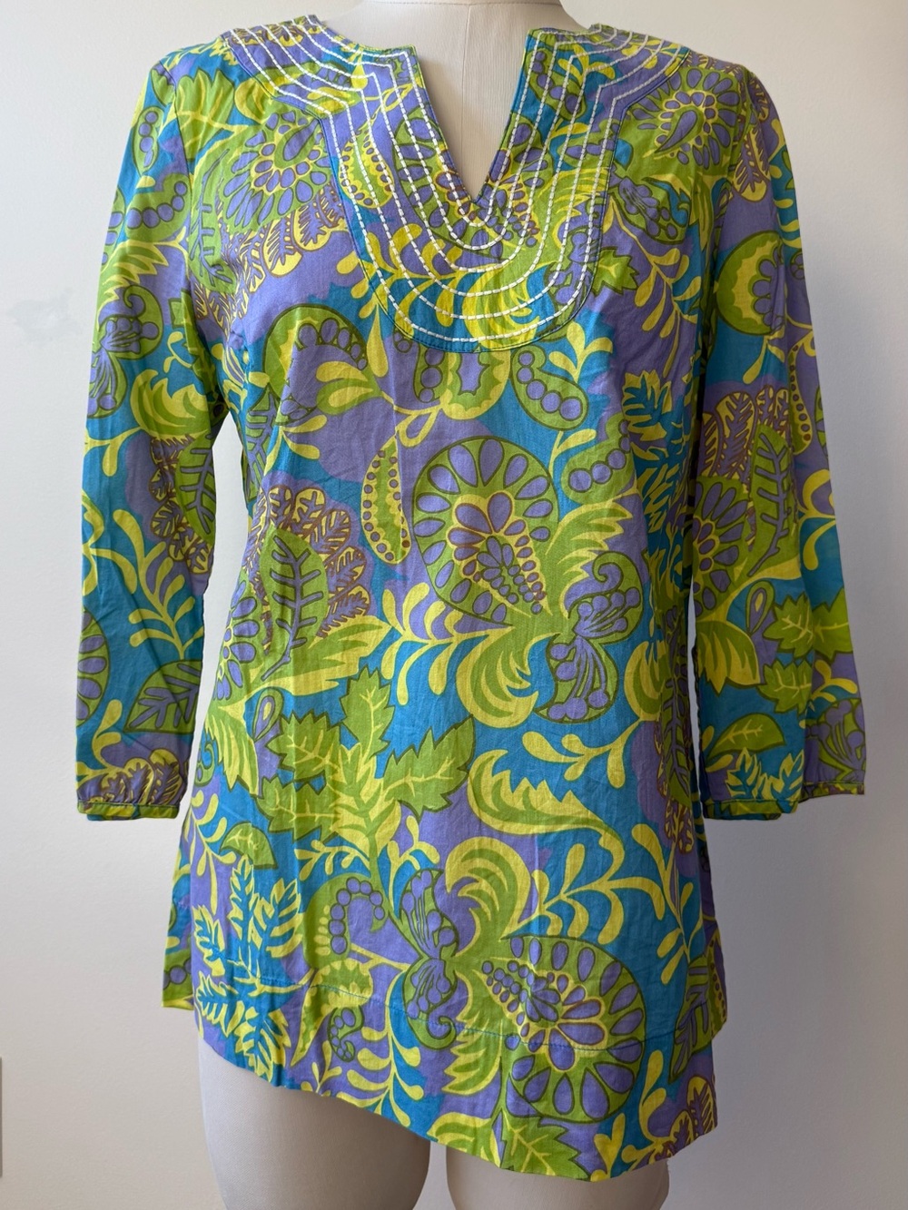 Boden Teal, Lime Green & Purple Paisley Tunic
